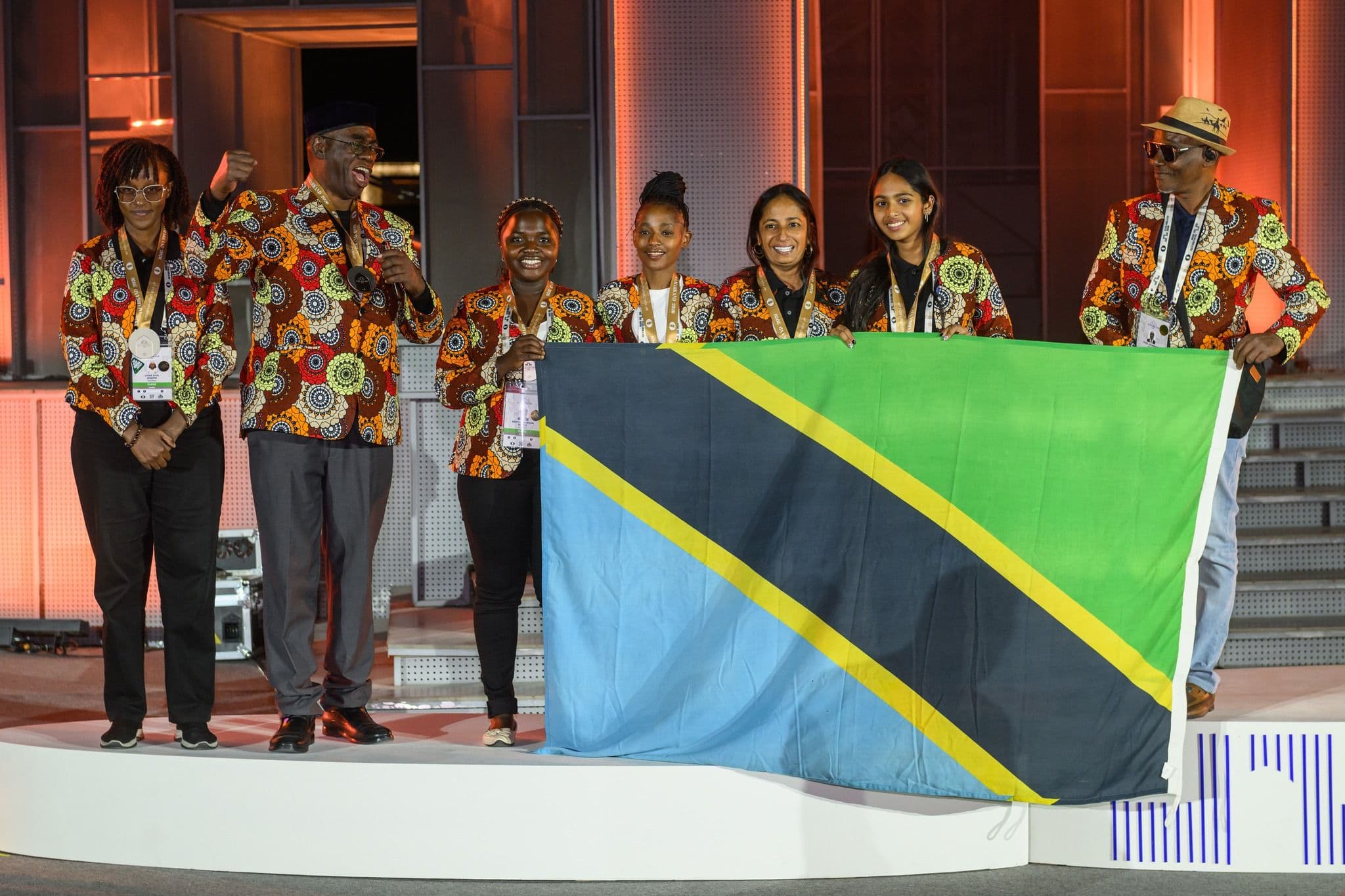East African glory: Tanzania's Silver medalists and Ethiopia's Bronze medalists recognized at the closing ceremony.