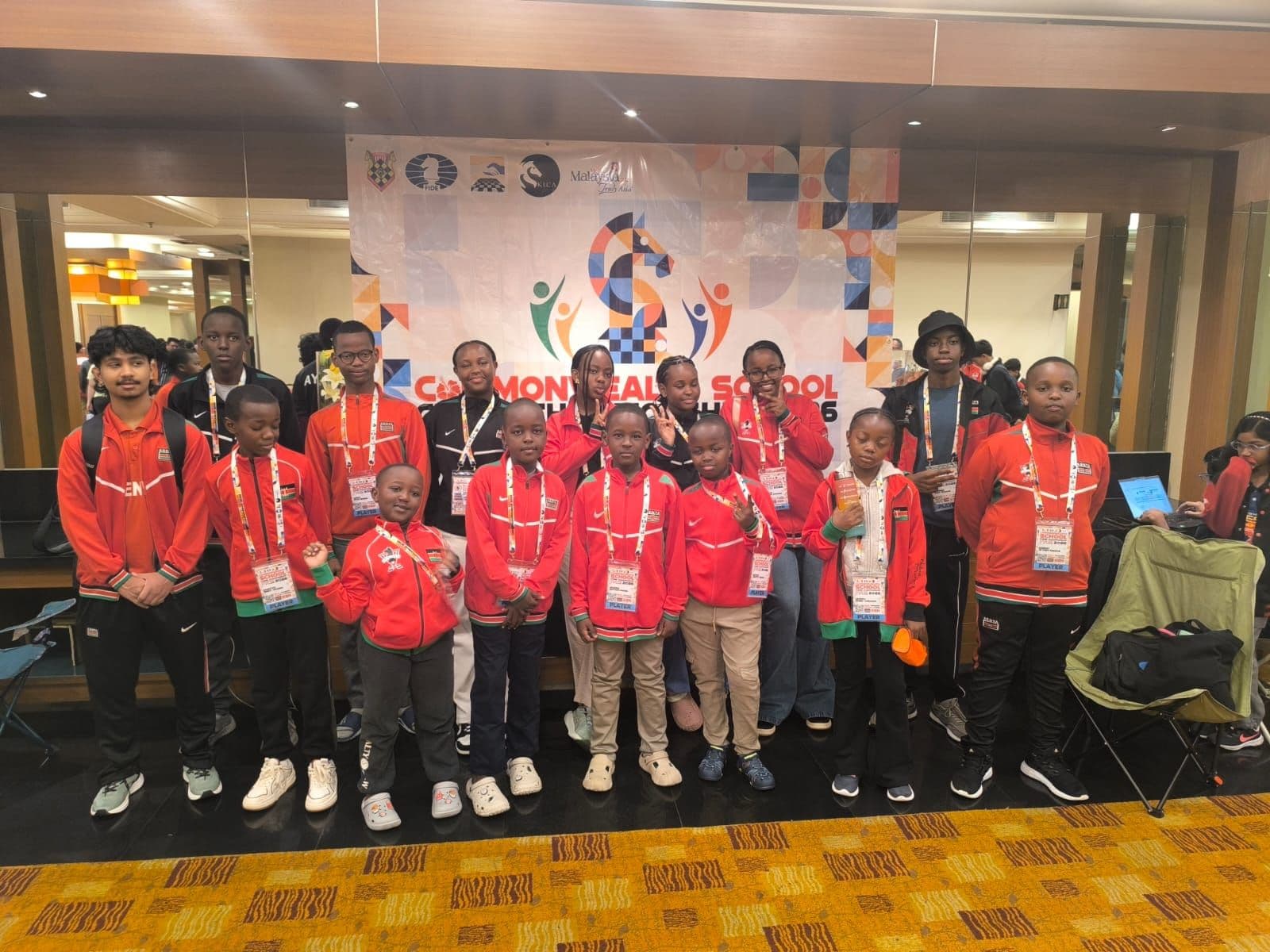 ACC President and Commonwealth Chess Association Executive Director Benard Wanjala alongside Commonwealth, Malaysian, and Indian chess federation leaders at the opening ceremony.